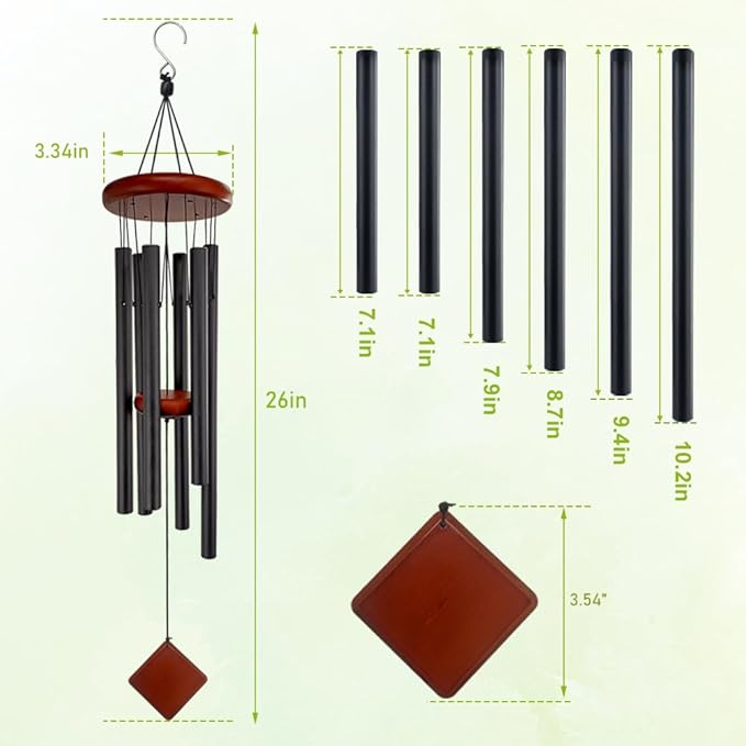 Small Wind Chimes for Outside, Wind Chimes Outdoor with 6 Tuned Tubes, Memorial WindChimes for Garden, Patio and Home
