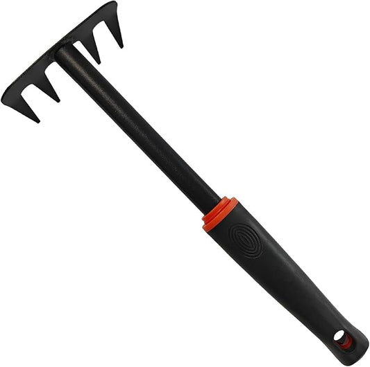 Small Garden Rake, Hand Rake & Cultivator Tool with Non-Slip Handle – Hand Weeder for Weeding, Tilling Soil, Planting