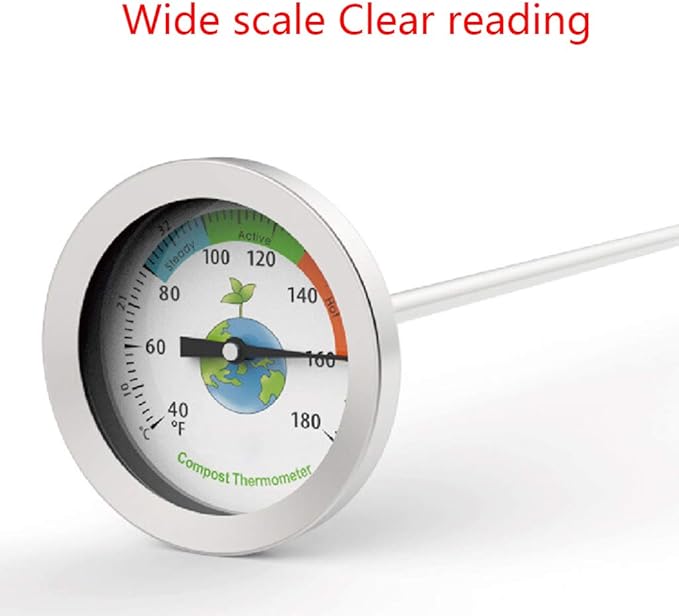 50cm Stainless Steel Compost Soil Thermometer Celsius Measuring Garden 40-180℉ Kitchen Gifts for Men