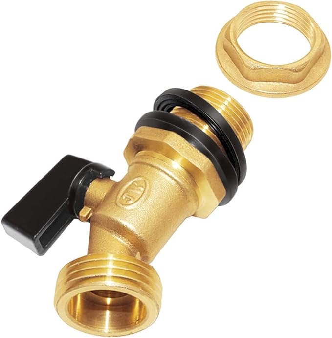 Joywayus Brass Water Container/Rain Barrel Spigot 3/4" GHT to 1/2" Male Threaded Quarter Turn Ball Valve with Bulkhead Fitting, Suitable for Garden Hose Thread Connection (Pack of 2)