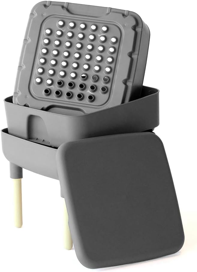 FCMP Outdoor - The Essential Living Composter, 2-Tray Worm Vermicomposter Bin (HF-LC4000v2-GRY) Grey