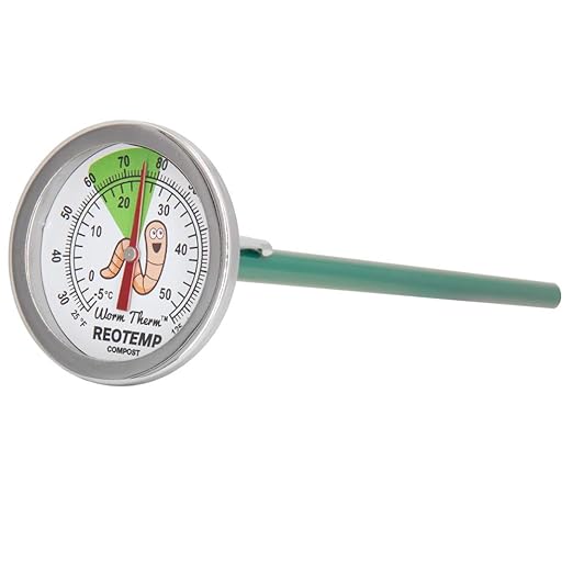 REOTEMP K83W Worm Therm Soil Thermometer with Worm Composting Digital Guide for Red Wiggler Compost Bins