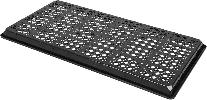 SUNPACK 10" x 20" Heavy Duty Mesh Plastic Seed Starting Tray, Black, 1" (Pack of 10) - Ensures Water Drainage and Aeration, Perfect for Greenhouses or Indoor Gardening