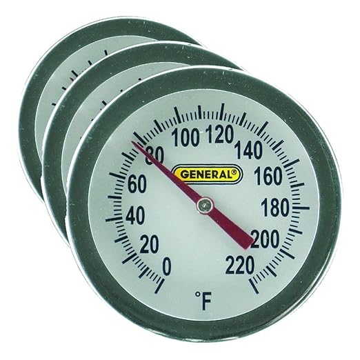 General Tools PT2020G-220 Analog Soil and Composting Dial Thermometer, Long Stem 20 Inch Probe, 0 to 220 Degrees Fahrenheit (-18 to 104 Degrees Celsius) Range (Pack of 3)