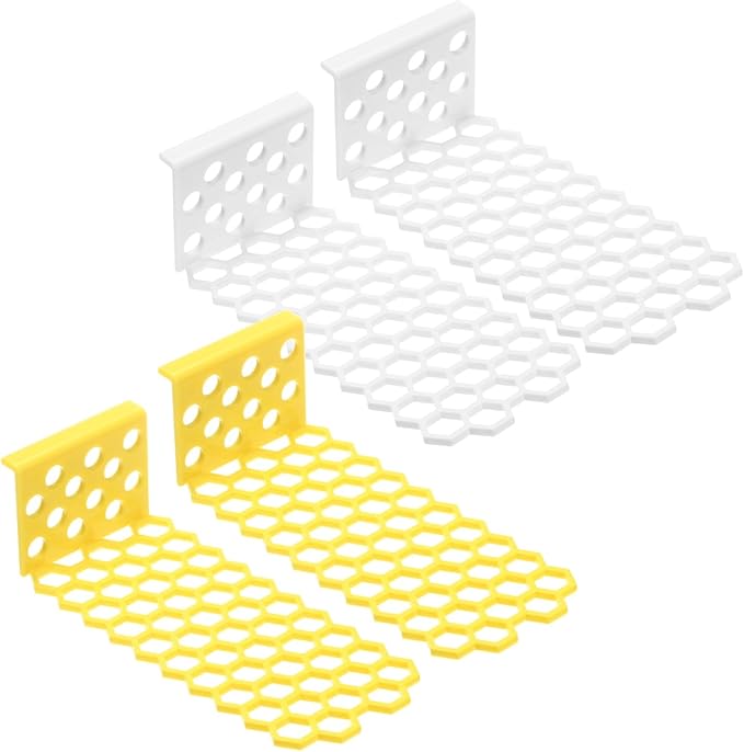4-Pack Floating Bee Island, 18x6cm/7.09x2.36 Inch Plastic Floating Bee Watering Station for Feeding/Butterfly Bath/Outdoor Garden Decor [White, Yellow]