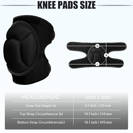 Knee Pads, Thick Sponge Anti-slip, Collision Avoidance Knee Pads, for Running, Mountaineering, House Working,Gardening Maintain (Black, Large)