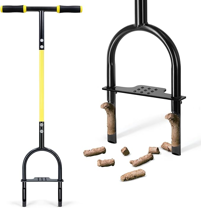 Jardineer Manual Core Aerator Lawn Tool, 38 inch Lawn Coring Aerator, Sturdy Core Aerator with Steel Construction, Grass Plugger Tool for Loosening Soil & Yard Lawn Care