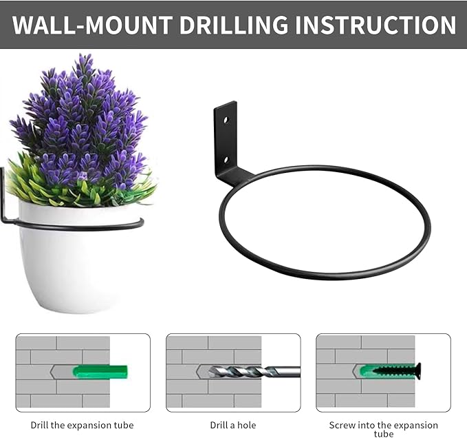 8 Inch Wall Mounted Plant Holder,Plant Wall Mount,Flower Pot Holder for Outside,Wall Planters for Indoor Plants (6 Pack)