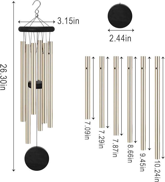 2 Pack Memorial Wind Chimes Outdoor,Garden Wind Chimes with 6 Aluminum Alloy Tubes and Hook,Memorial Wind Chimes for Home Decor Garden Patio Outdoor