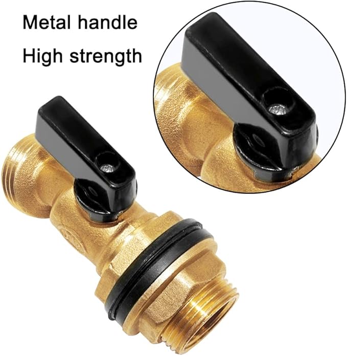 Joywayus Brass Water Container/Rain Barrel Spigot 3/4" Threaded Quarter Turn Ball Valve with Bulkhead Fitting, Suitable for Garden Hose Thread Connection