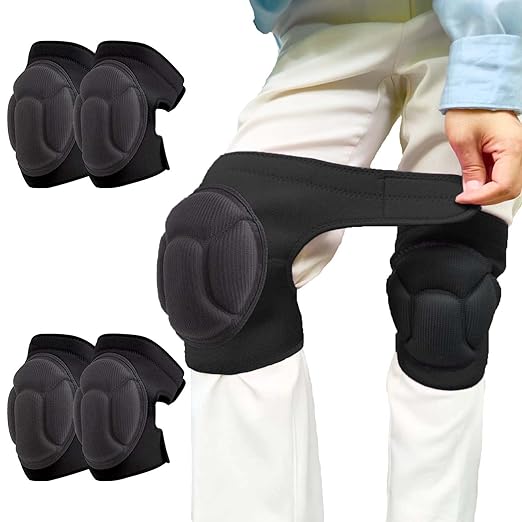 4 Pieces Work Knee Pads for Men Women, Waterproof Kneeling Cushion with Thick EVA Foam Pad for Gardeners Carpeters Floors Installation, Comfortable Adult Kneepads for Working on Floors, Black XL