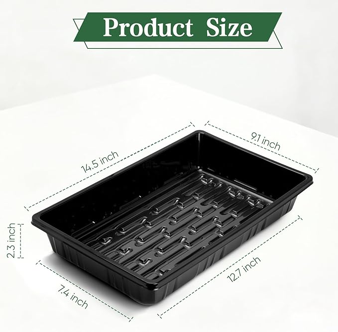 Sckee Upgraded 10 Pack Plant Growing Trays Seed Starting Tray Microgreens Growing Trays Seedling Plant Germination Starter Tray Transplant Fodder Flats, No Holes, No Leakage, Reusable (1015)