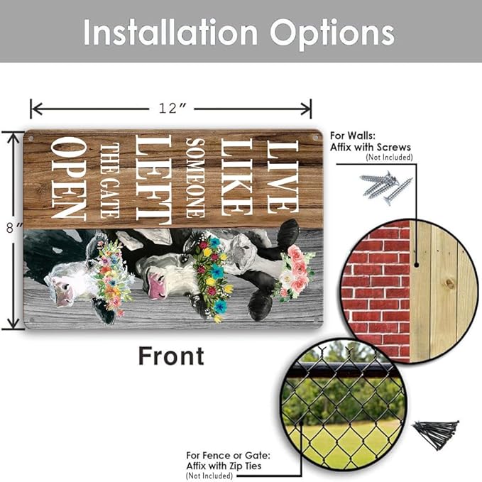 Funny Highland Cow Tin Sign Cow Wall Decor Cows Art Poster Metal Plaque Signs Farm House Decorations For Home Bathroom Kitchen Decor Live Like Someone Left The Gate Open Sign Farmhouse Wall Art For Living Room Decor 8X 12 Inch