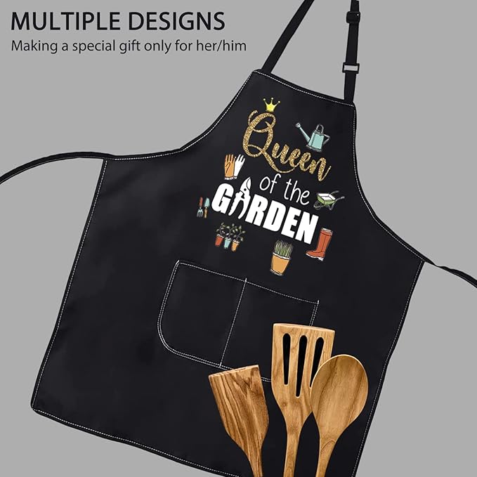 POFULL Gardening Apron Queen of the Garden Apron Gardener's Gift Ladies Gardening Gift