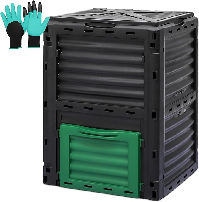 Athena Collection Compost Bin, 80 Gallon (300L) Large Outdoor Composter with Snap-On Lid & Aeration Vents, Easy to Assemble, Durable Outdoor composting Bins for Garden, Yard and Outdoor Use