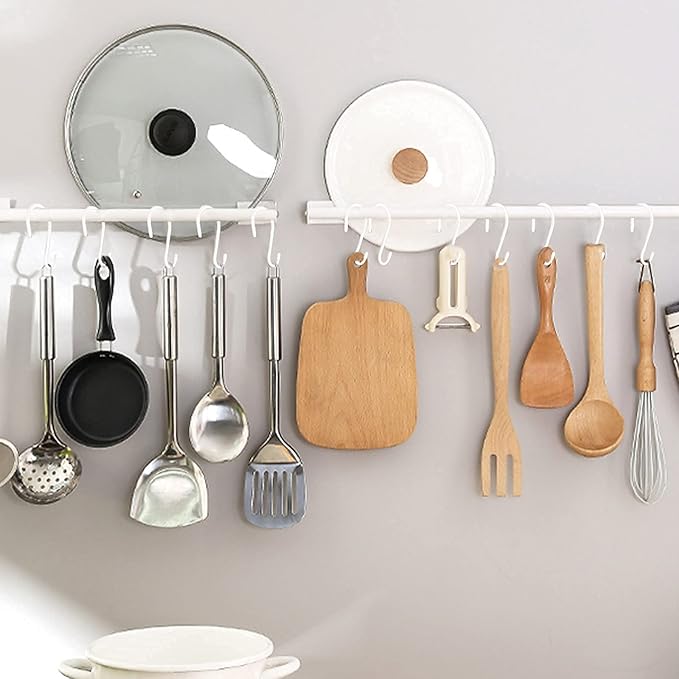 6 inch Non Slip Rubber Coated White S Hook Heavy Duty,6 Pack Large Vinyl Coated S Hooks, Metal S Shaped Hanger Hooks for Hanging Plants Outdoor,Closet Rod,Jeans, Pot Pan Cups Towels Hats