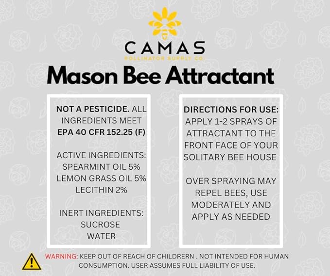 Camas Mason Bee House Attractant, Unique Solitary Pollinator Supplies Such as Mason Bee House Lure can greatly Benefit Mason Bee or Leaf Cutter Bee Nesting Kits