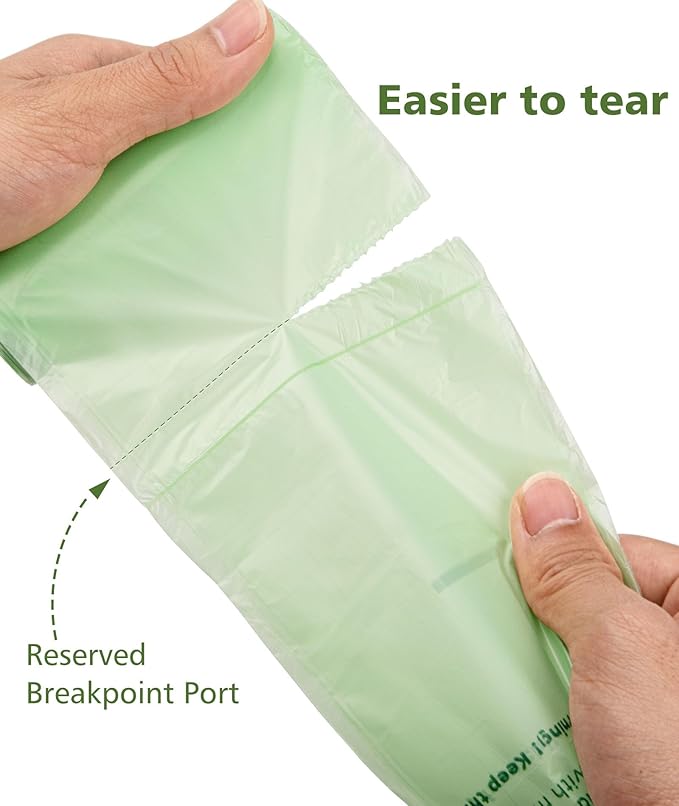 150 Count 1.6-2 Gallon Small Compost Bags, AYOTEE Biodegradable 1.6 Gallon Trash Bags, Certified By ASTM Mini Compostable Bags Strong Wastebasket Can for Bathroom Home Kitchen Fit 7.5 Liter, Green