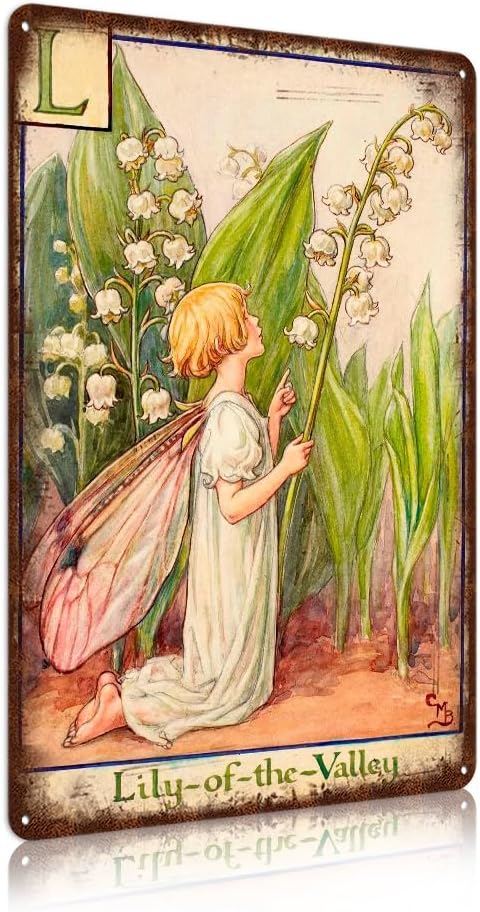 Flower Fairy Wall Decor Vintage Metal Tin Signs Fairy Garden Accessories - Kingcup