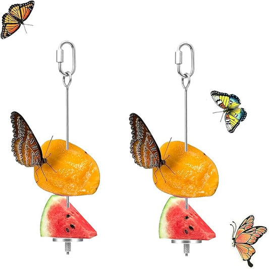 2Pcs Butterfly Feeders for Outdoors, Outside Bird Fruit Holder, Hangable Butterfly Feeder Stand for Garden, Backyard