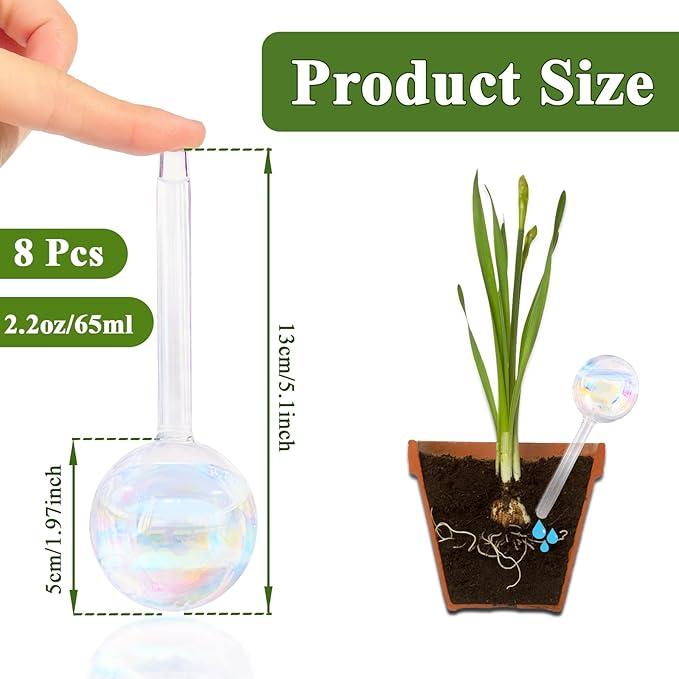 8 Pcs Plant Watering Globes,Glass Rainbow Gradient Plant Watering Globes,Self Watering Planter Insert,Automatic Plant Watering Devices for Indoor Outdoor,Flowerpot,Hanging Plants,Home Garden