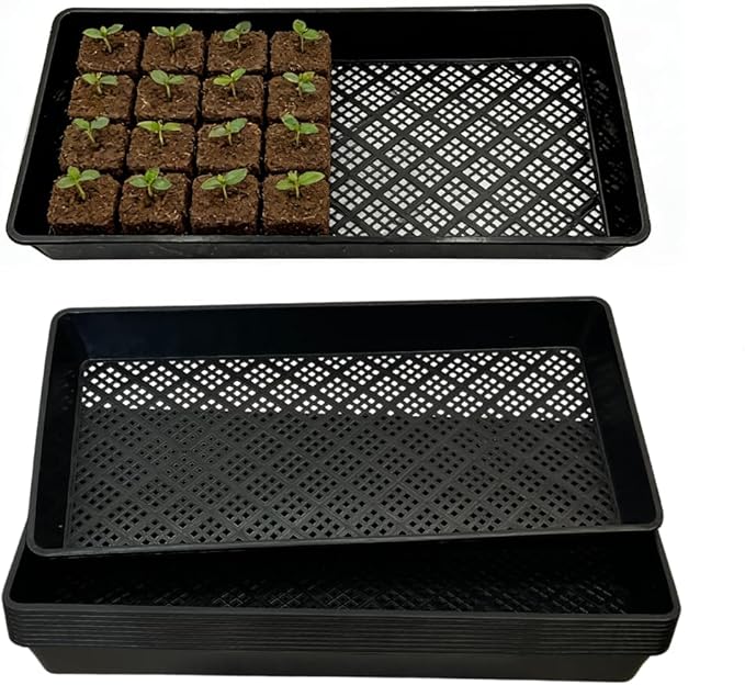 1020 Mesh Tray Soil Blocking Tray 1020 Trays Seedling Starter Trays 10 Pack Black 10x21 Inches for Microgreens Hydroponic