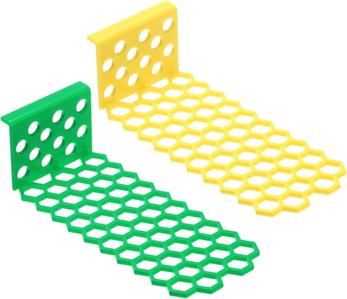 2-Pack Floating Bee Island, 18x6cm/7.09x2.36 Inch Plastic Floating Bee Watering Station for Feeding/Butterfly Bath/Outdoor Garden Decor [Green, Yellow]