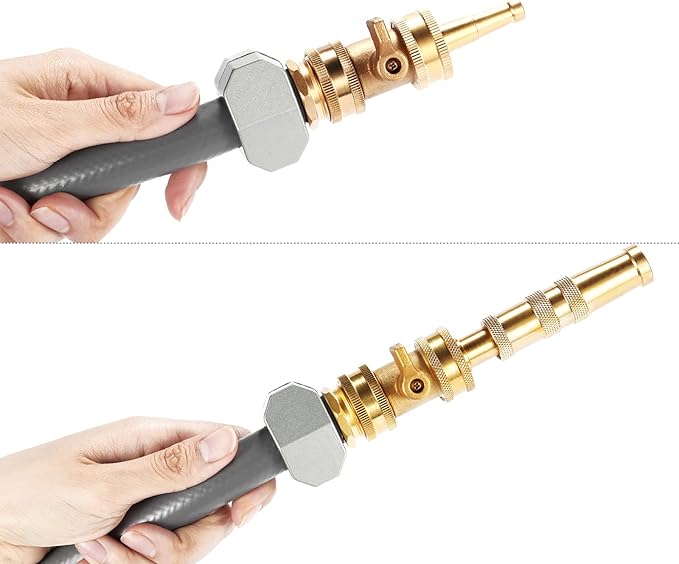 Solid Brass Heavy Duty Adjustable Twist Hose Nozzle Jet Sweeper Nozzle