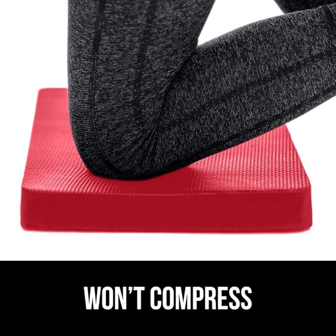 GORILLA GRIP Extra Thick Patent Pending Supportive Foam Kneeling Pad, 2 PK, Large Cushion Knee Pads for Gardening, Baby Bath, Dirt and Water Resistant, Workout and Garden Supplies, 17.5x11, Red