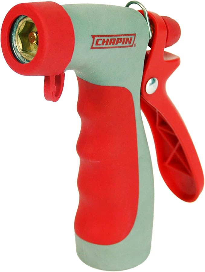 Chapin USA 4693: High Temp, Hot Water Pistol Grip Spray Nozzle with Threaded Connection, Stream Spray for Cleaning, Washing Cars, Watering and Outdoor Jobs, Red/Black