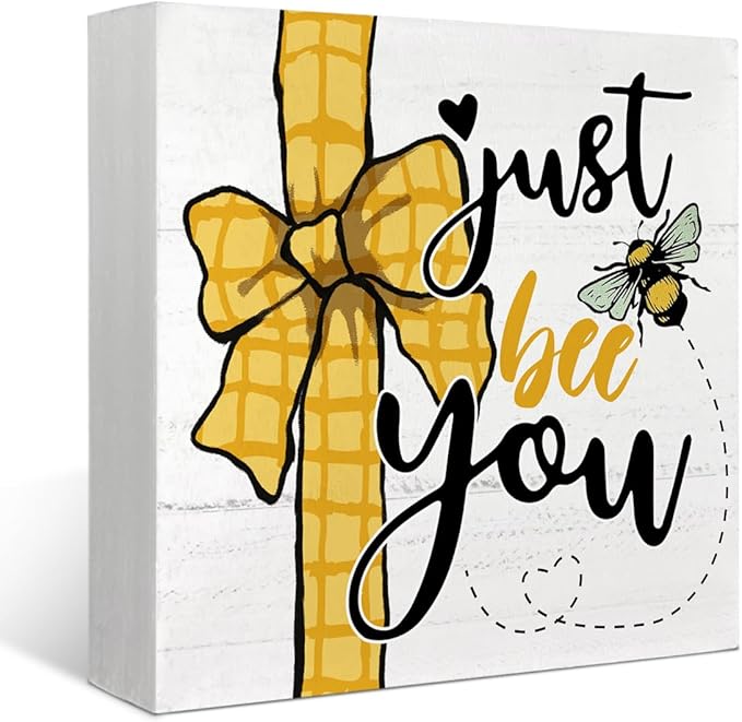 Rustic Wooden Plaque,Tiered Tray Decor Tabletop Shelf,Just Bee You Sign,Bee Lover Gifts,Home Accessories 5 x 5 Inch