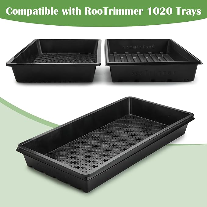 10 Pack 1020 Trays and 10 Pack 1020 Mesh Bootom Trays, 20'' x 10'', Heavy Duty Propagation Flats for Microgreens, Seed Starting, Soil Blocks, Hydroponics & Wheatgrass (10 Sets)