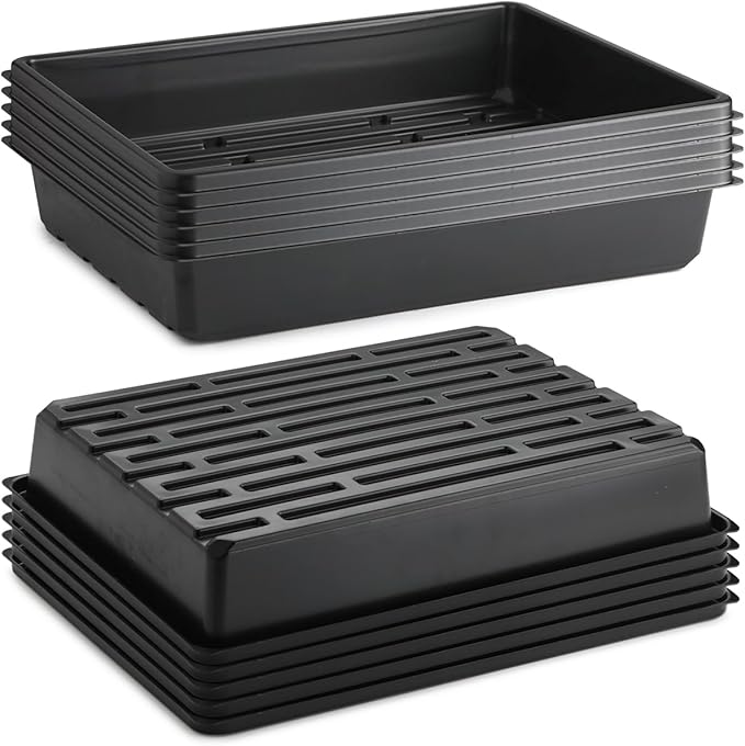 10 Pack Seed Starter Trays - Heavy Duty Plastic Flats, Fits 54 Cell Plug Tray, Seedling Tray for Carrying and Holding Plant Nursery Pot,Seed Germination & Plant Propagation (TD377)