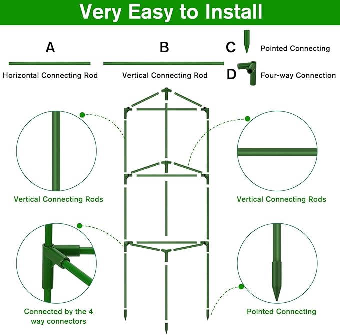 Tomato Cages for Garden, 4 Pack Tomato Cage Trellis, Garden Cage Heavy Duty Tomato Stake Support, Garden Stakes Plant Cage for Pots Plants Vegetables