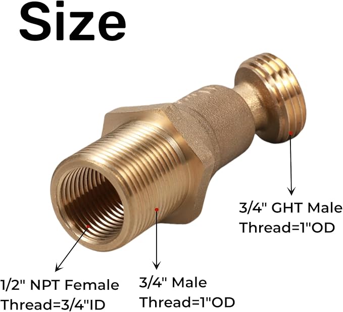 Brass Water Container 3/4" Threaded Rain Barrel Spigot Leak-Proof Rain Barrel Faucets Turn Ball Valve with Bulkhead Fitting and Washers for Garden Hose Thread Connection (Type A)
