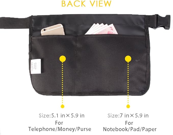 FASITE YL003B 7-POCKET Gardening Tools Belt Bags Garden Waist Bag Hanging Pouch, Black
