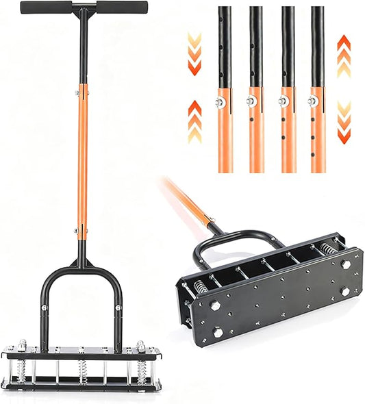 Lawn Aerator Tool – Grass & Yard Aerator, 4 Adjustable Height Settings, Metal Construction with Ergonomic Handle and Spring-Assisted Design for Effortless Yard Care.