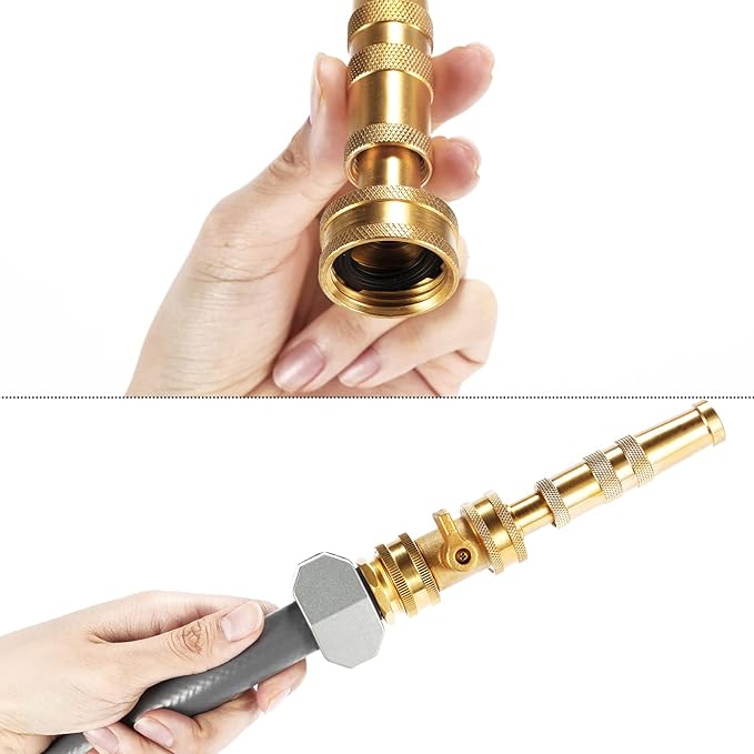 Heavy-Duty Brass Adjustable Twist Hose Nozzle, 2 Pack