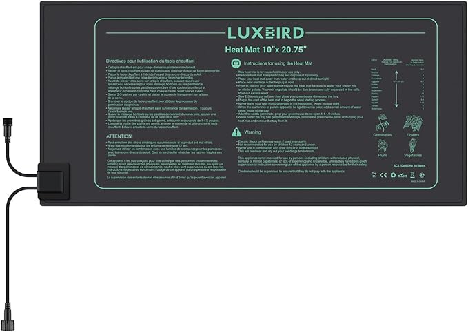 LUXBIRD Daisy Chain Seedling Heat Mat 10" x 20.75" Waterproof Plant Heating Pad, for Seed Starting, Germination, Hydroponics (Master Mat Required)