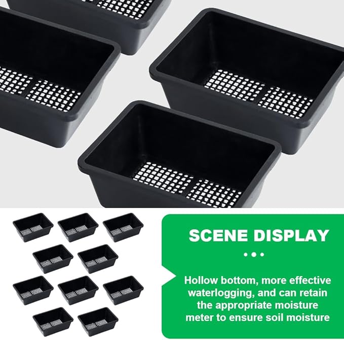 YARNOW 10 Pcs Mesh Bottom Trays Seedling Starter Trays Plastic Plant Reusable Recyclable Grow Plants Start Seeds Germination for Greenhouse Hydroponics Home Decor Accents
