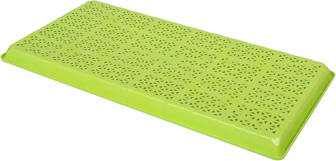 SUNPACK 10" x 20" Heavy Duty Mesh Plastic Seed Starting Tray, Lime Green, 1" - Ensures Water Drainage and Aeration, Perfect for Greenhouses or Indoor Gardening