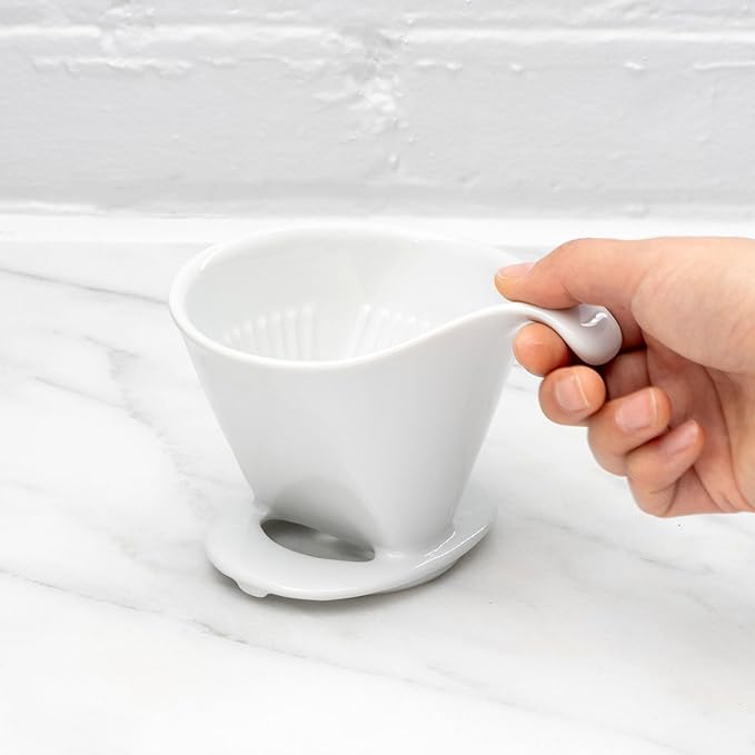 Zero Japan - Bee House Pour Over Coffee Dripper - Lead-Free & Cadmium-Free Ceramic Coffee Maker with Elegant Peek Hole, Drip Cone Brewer Coffee Gifts, Brewing Accessories - White, Standard Size