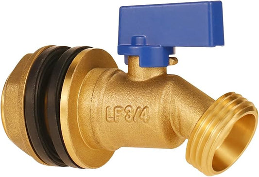 Angry Pony G 3/4 to GHT 3/4 Brass Rain Barrel Spigot Kit, Outdoor Water Barrel with Bulkhead Fitting for 5/55 Gallon Barrels,Garden Hose Bib, Water Spout for Rain Water Collection Barrels