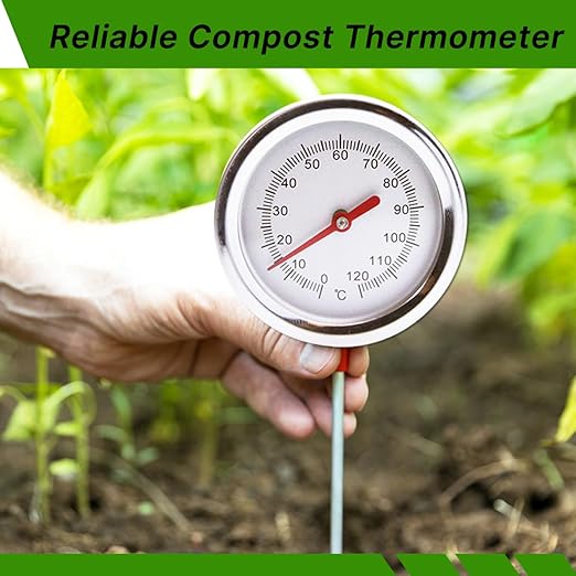 Compost Thermometer with 36.4 in Stainless Ssteel Stem,Soil Thermometer Gardening Thermometers Hay Bale Thermometers for Composting,Organic Farming Professional Tool Gardeners