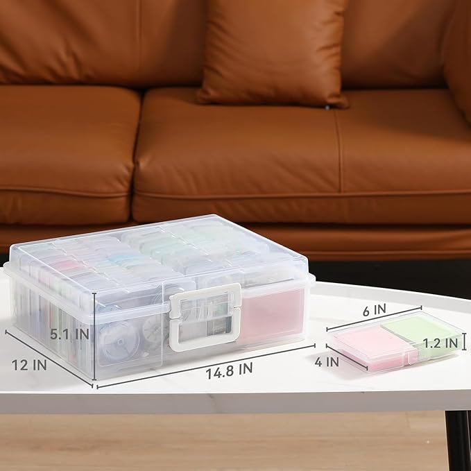 novelinks Transparent 4" x 6" Photo Organizers and Photo Storage Box with Handle, 16 Inner Photo Cases, Portable Picture Organizers & Photo Storage Containers (Clear 2Pack)