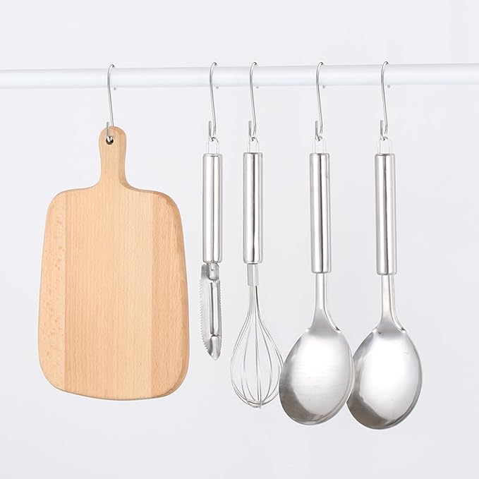 3.54 Inch 30 Pack S Hooks - Stainless Steel Heavy Duty with Rubber Stopper, Small S Hooks for Hanging Plants, Baskets, Clothes, Pan, Cups, Towels (Silver)