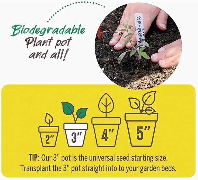 Jiffy Plant Pot - Organic Biodegradable Pots for Seedlings, Drainage Hole - 3 in, 22 Pack - Peat