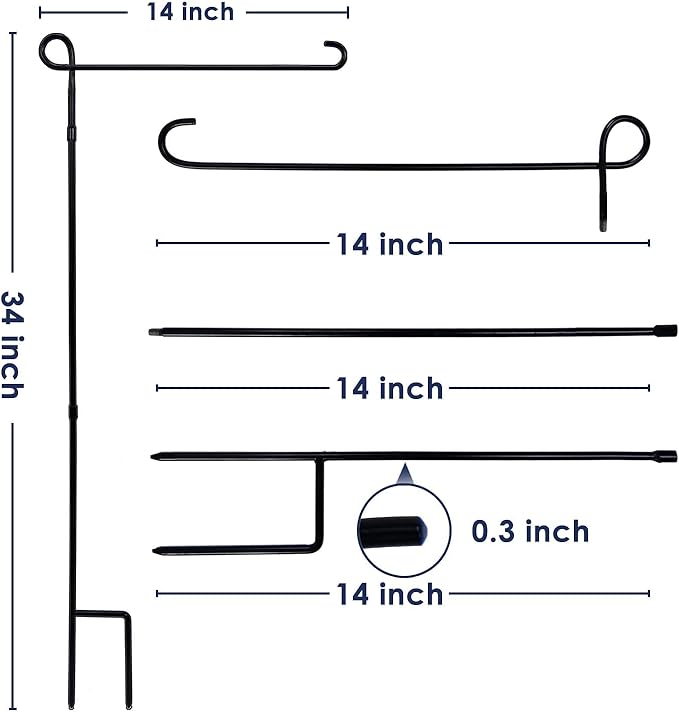 Garden Flag Stand, Thickened Pole Sturdy Straight Premium Metal Yard Flag Holder Weather-Proof Flagpole Seasonal Garden Flag, Christmas Garden Flag, Outdoor Decor Decoration