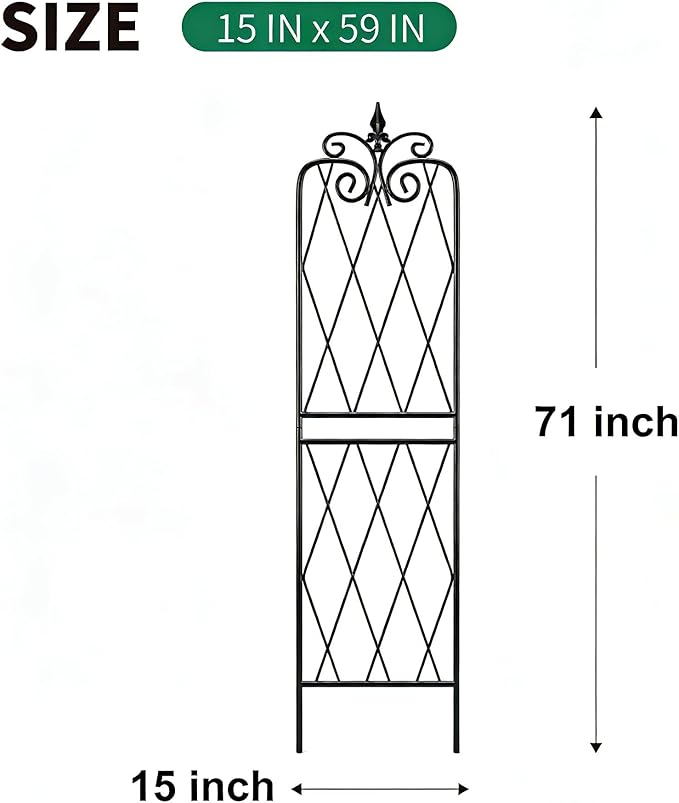 2 Pack 71" H x15 W Trellis,Black Garden Trellis for Climbing Plants Outdoor Metal Frame Sturdy Trellis for Rose