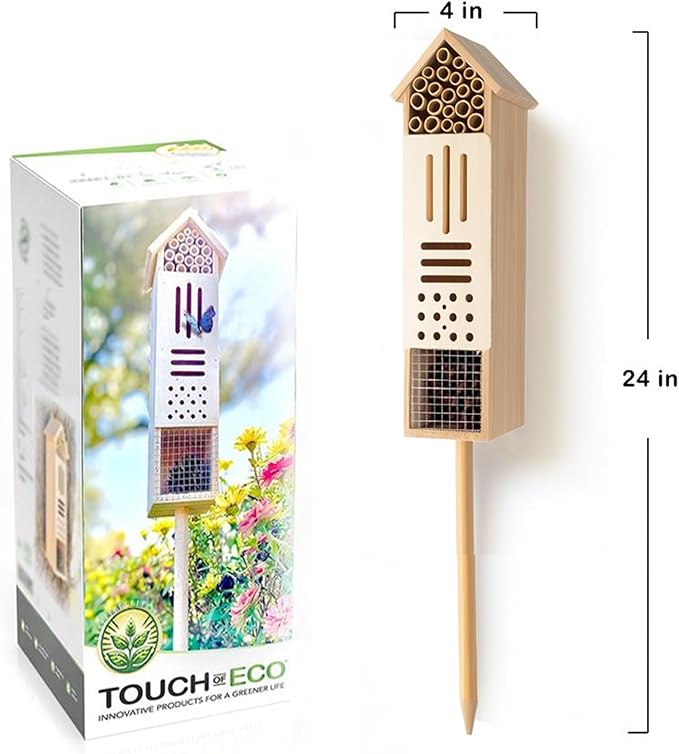 Wooden Insect House, Insect Hotel for Bugs, Bees, Butterflys, Ladybirds, Natural Beneficial Insect Habitat for Garden and Yard